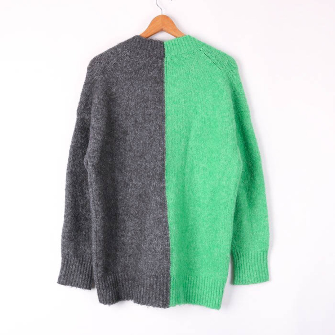 ザラ ニットカーディガン バイカラー オーバーサイズ 長袖 ロング カジュアル トップス レディース EUR Sサイズ グリーン ZARA カーディガン バイカラー