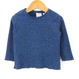 ザラ(ZARA)のザラ 長袖Tシャツ ランダムドット柄 リブ トップス ベビー 女の子用 9-12months 80cmサイズ ブルー ZARA(Ｔシャツ)