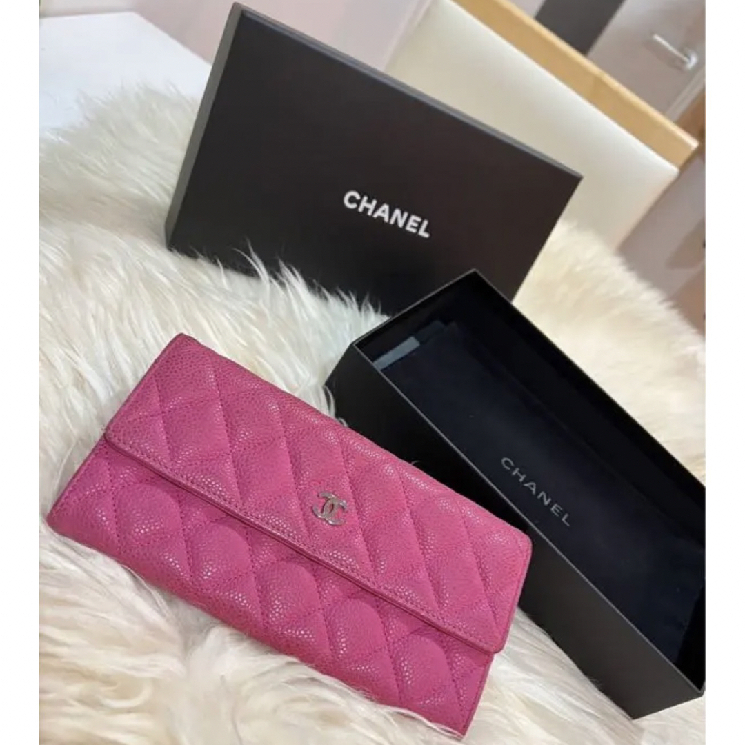 レア❤︎値下げCHANEL シャネル カーフスキン 長財布 ウォレット ピンク | フリマアプリ ラクマ