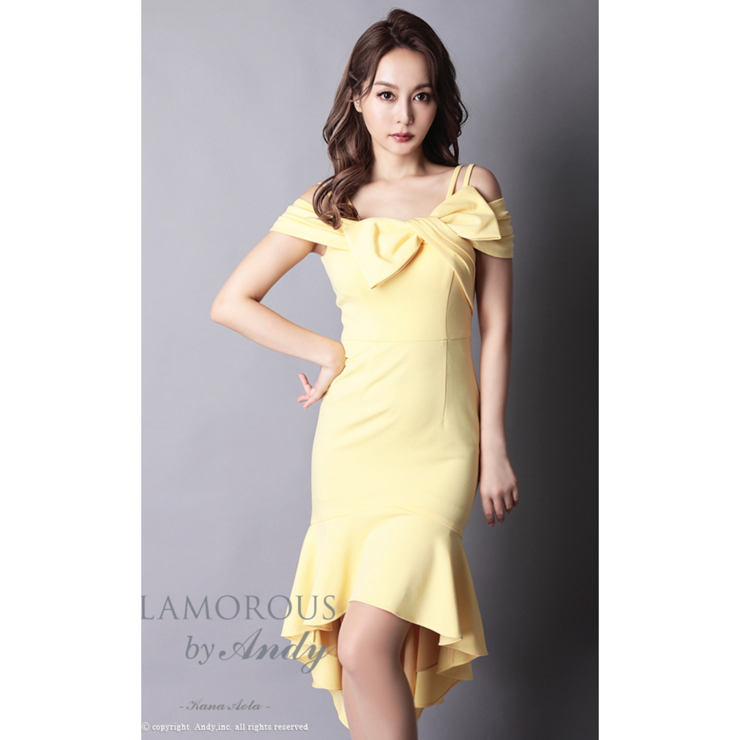 オフショル リボン マーメイド ドレス  GLAMOROUS キャバドレス S レディースのフォーマル/ドレス(ミディアムドレス)の商品写真