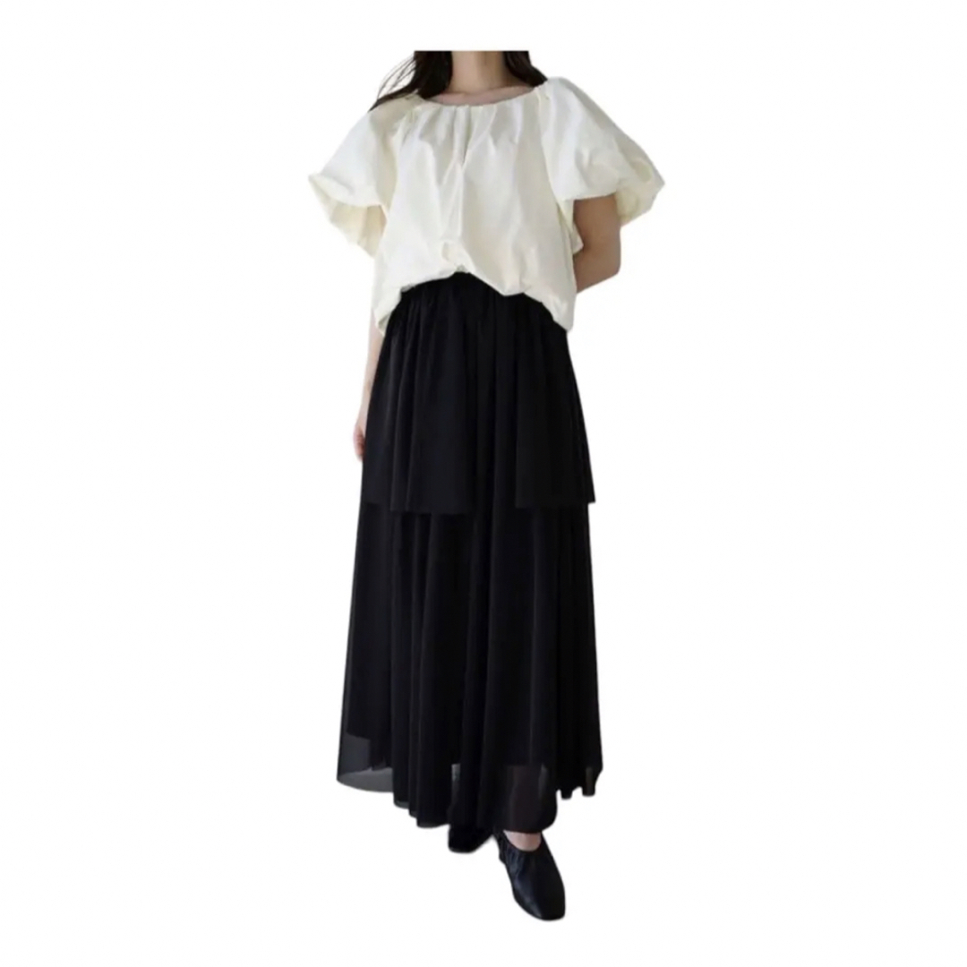 Acka chiffon tiered skirt Black