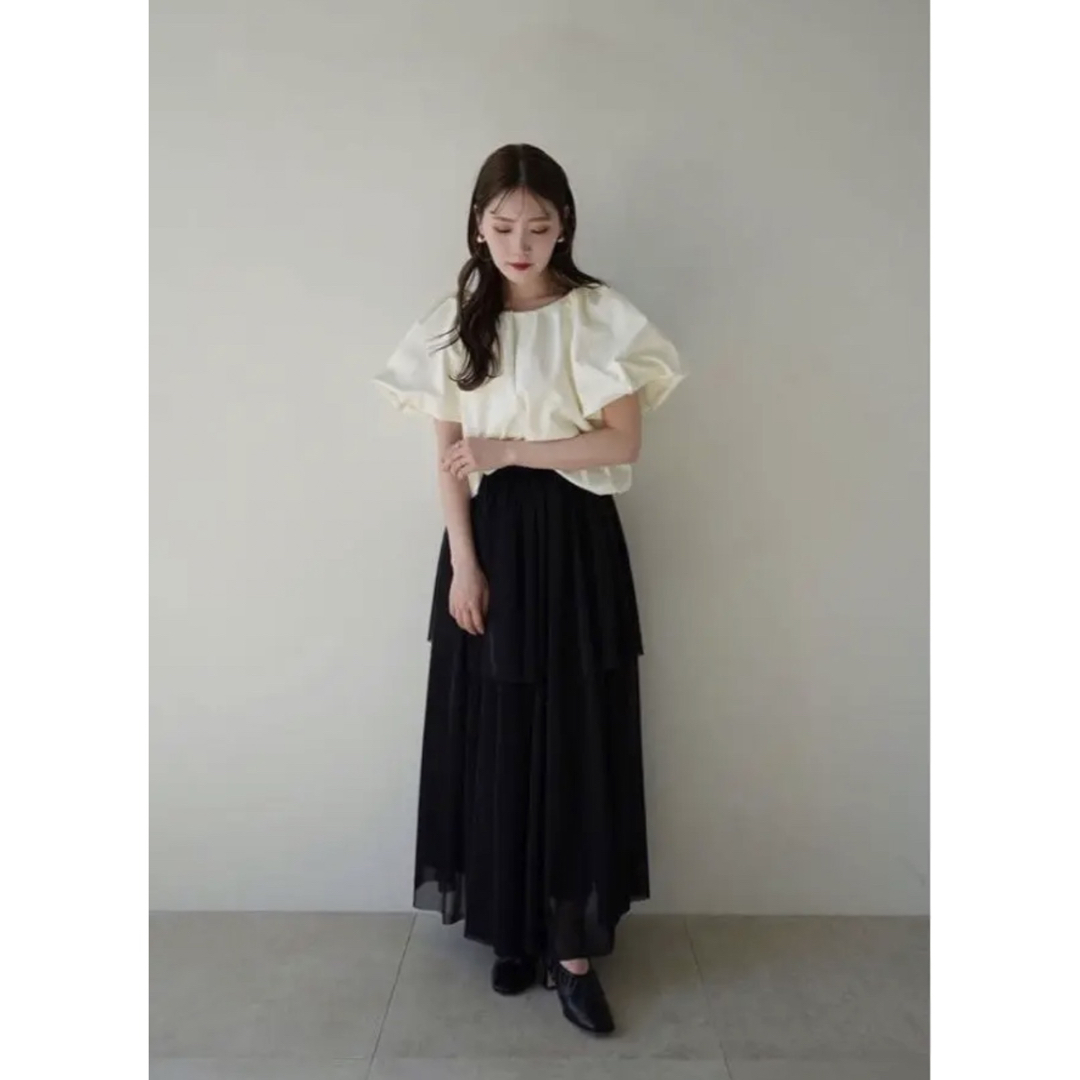 Acka chiffon tiered skirt Black