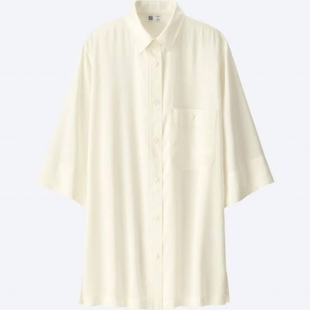 UNIQLO(ユニクロ)の★UNIQLOU 7分袖ロングシャツ Lサイズ レディースのトップス(シャツ/ブラウス(長袖/七分))の商品写真