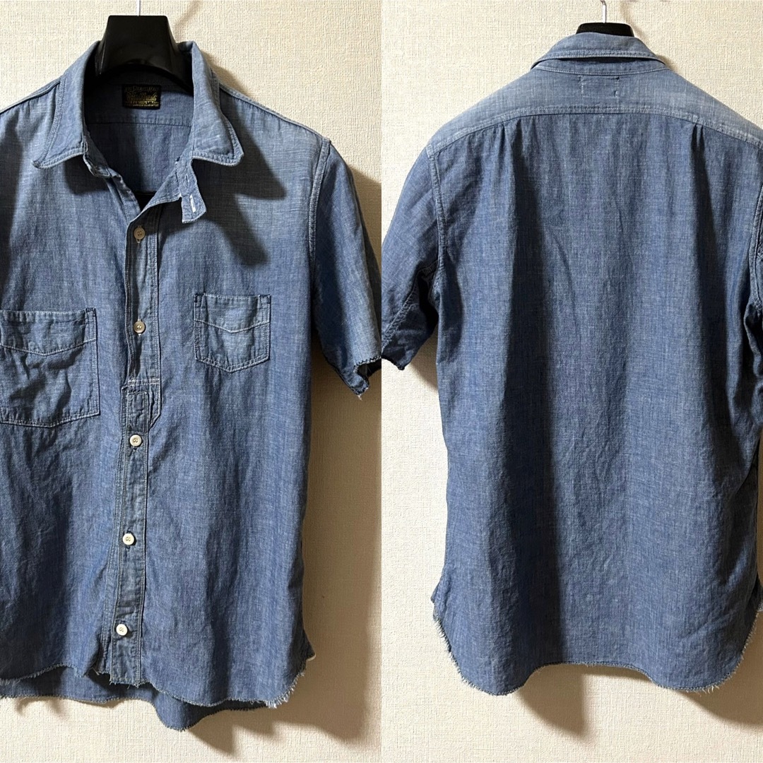 Levi's(リーバイス)のMサイズ！リーバイス LVC 古着半袖シャンブレーシャツ チンスト マチ付き メンズのトップス(シャツ)の商品写真