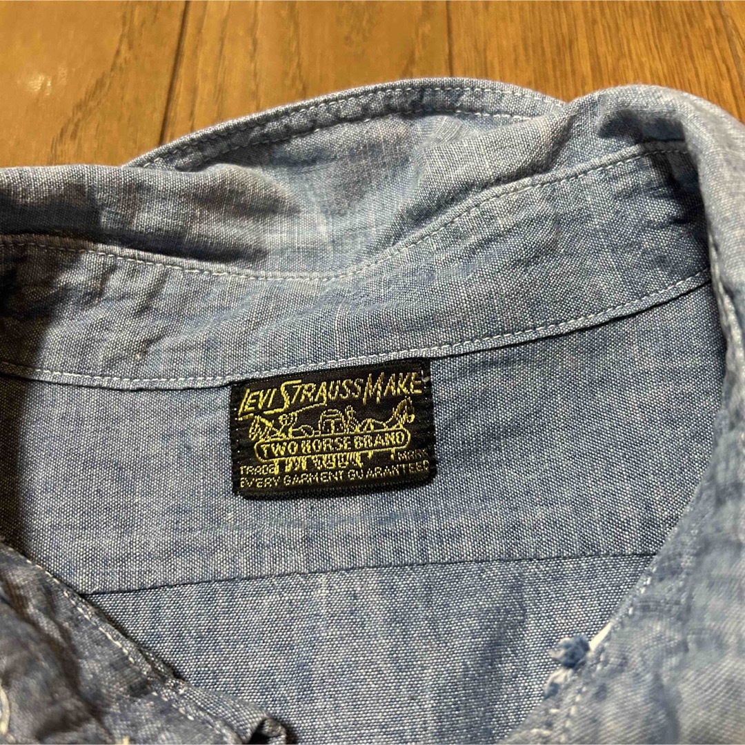 Levi's(リーバイス)のMサイズ！リーバイス LVC 古着半袖シャンブレーシャツ チンスト マチ付き メンズのトップス(シャツ)の商品写真