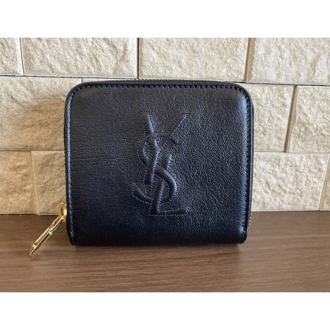 サンローラン／YVES SAINT LAURENT 財布 ウォレット レディース 女性 女性用レザー 革 本革 グレー 灰色  459784 Tiny Wallet タイニーウォレット コンパクトウォレット ユニセックス 男女兼用 三つ折り 小銭入れあり