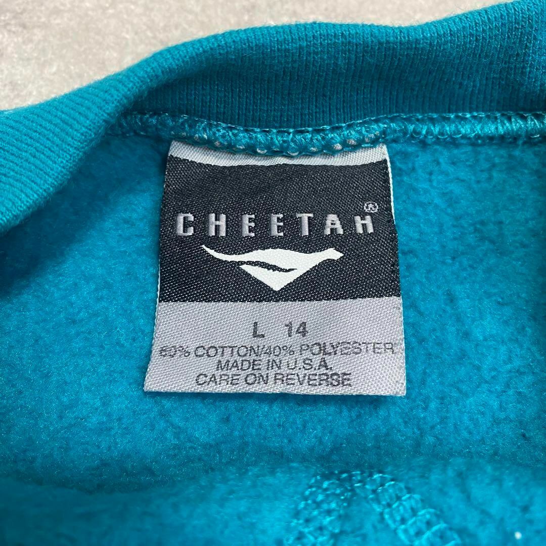 USA製 cheetah 刺繍ロゴ スウェット ターコイズブルー サイズL メンズのトップス(スウェット)の商品写真