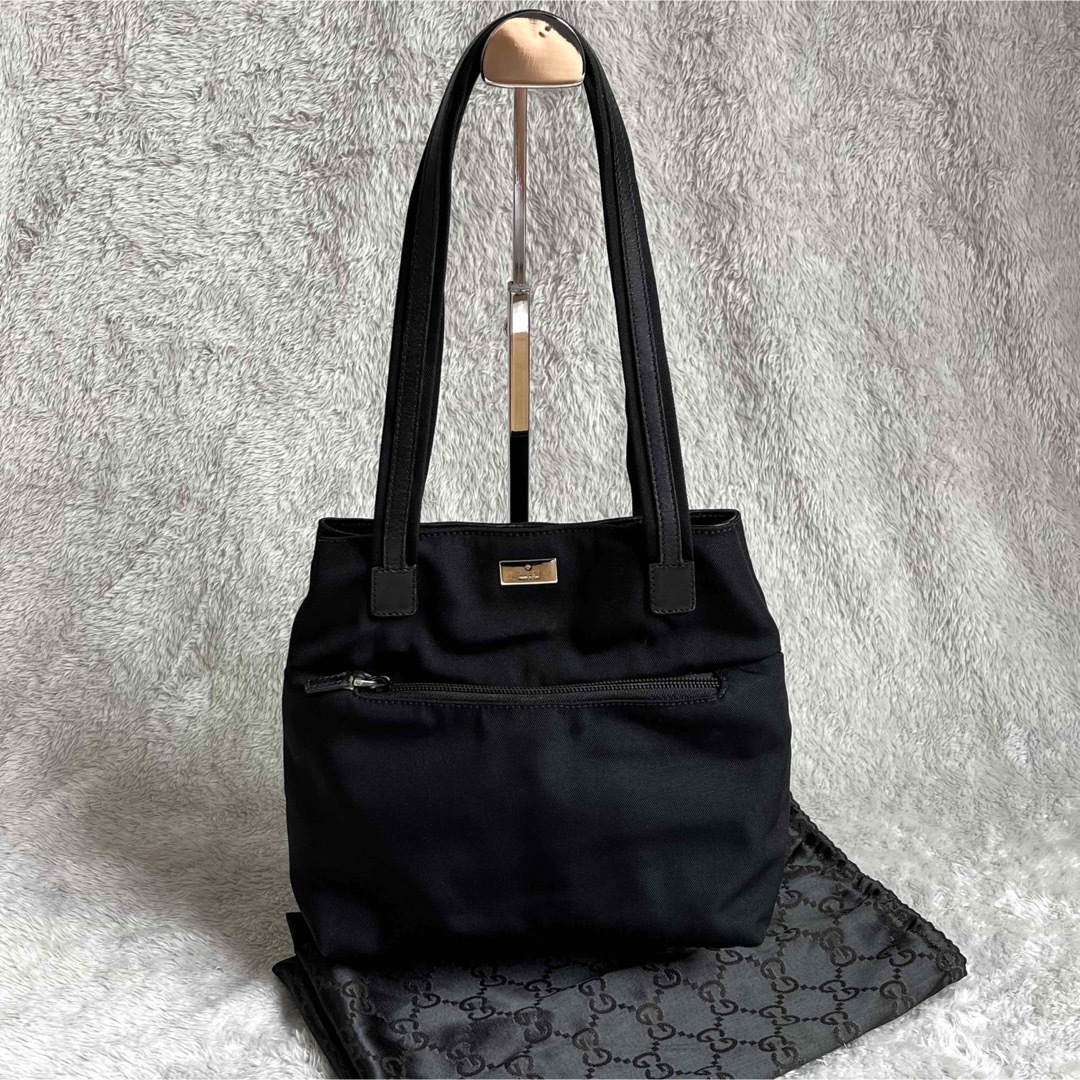 極美品】GUCCI グッチ ミニトートバッグ ナイロン×レザー 黒-