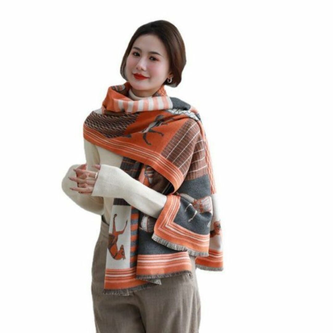 ストール マフラー ブランケット スカーフ ショール 馬柄 カシミヤ混 膝掛け