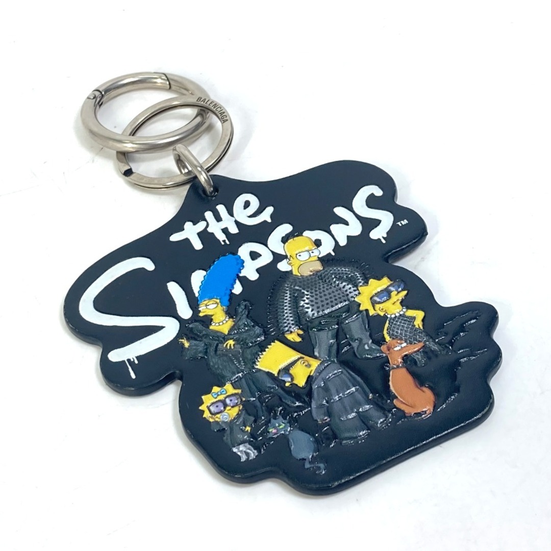 バレンシアガ BALENCIAGA シンプソンズ The Simpsons コラボ 678769 バッグチャーム キーホルダー レザー ブラック 美品