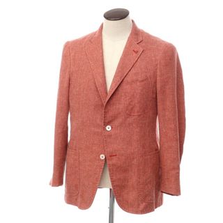 【中古】イザイア ISAIA ウールリネン系 2B アンコン テーラードジャケット レッド【サイズ表記なし（L位）】【メンズ】(テーラードジャケット)