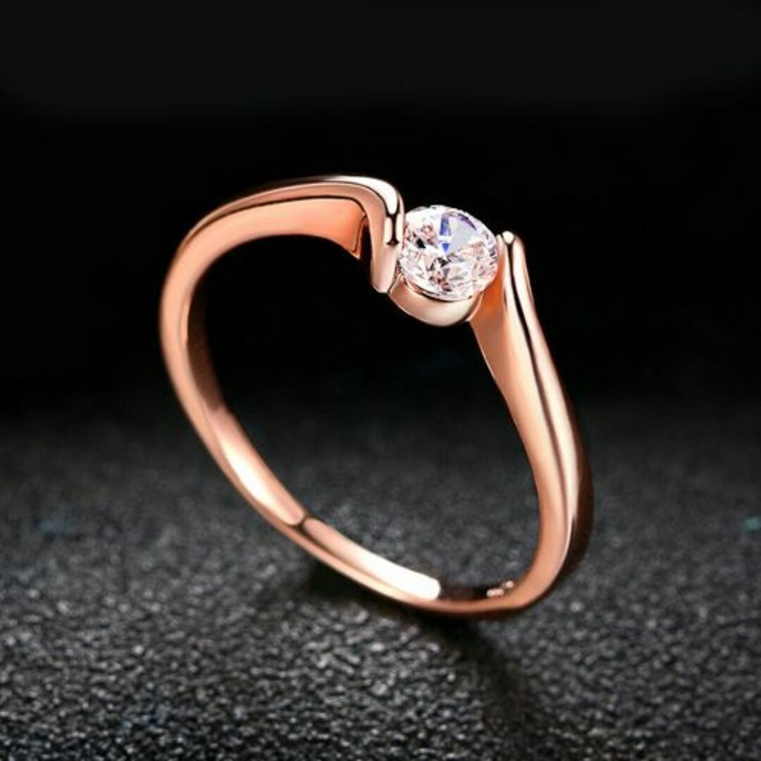 14金ピンクゴールドフィルド 高品質czダイヤモンドリングMR 12号 レディースのアクセサリー(リング(指輪))の商品写真