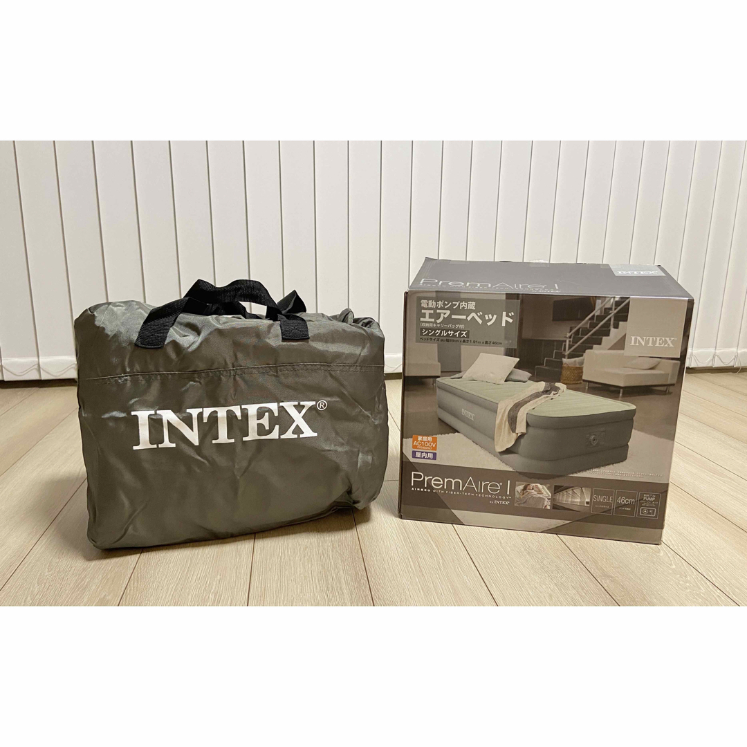 【INTEX】電動エアーベッド「プレムエアーワン」（シングル） インテリア/住まい/日用品のベッド/マットレス(簡易ベッド/折りたたみベッド)の商品写真