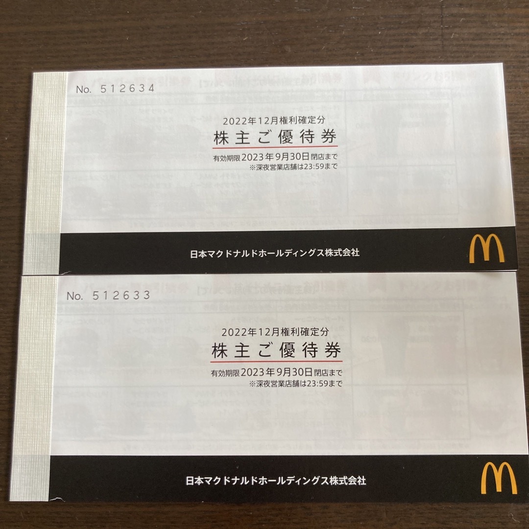 マクドナルド　株主優待　2冊