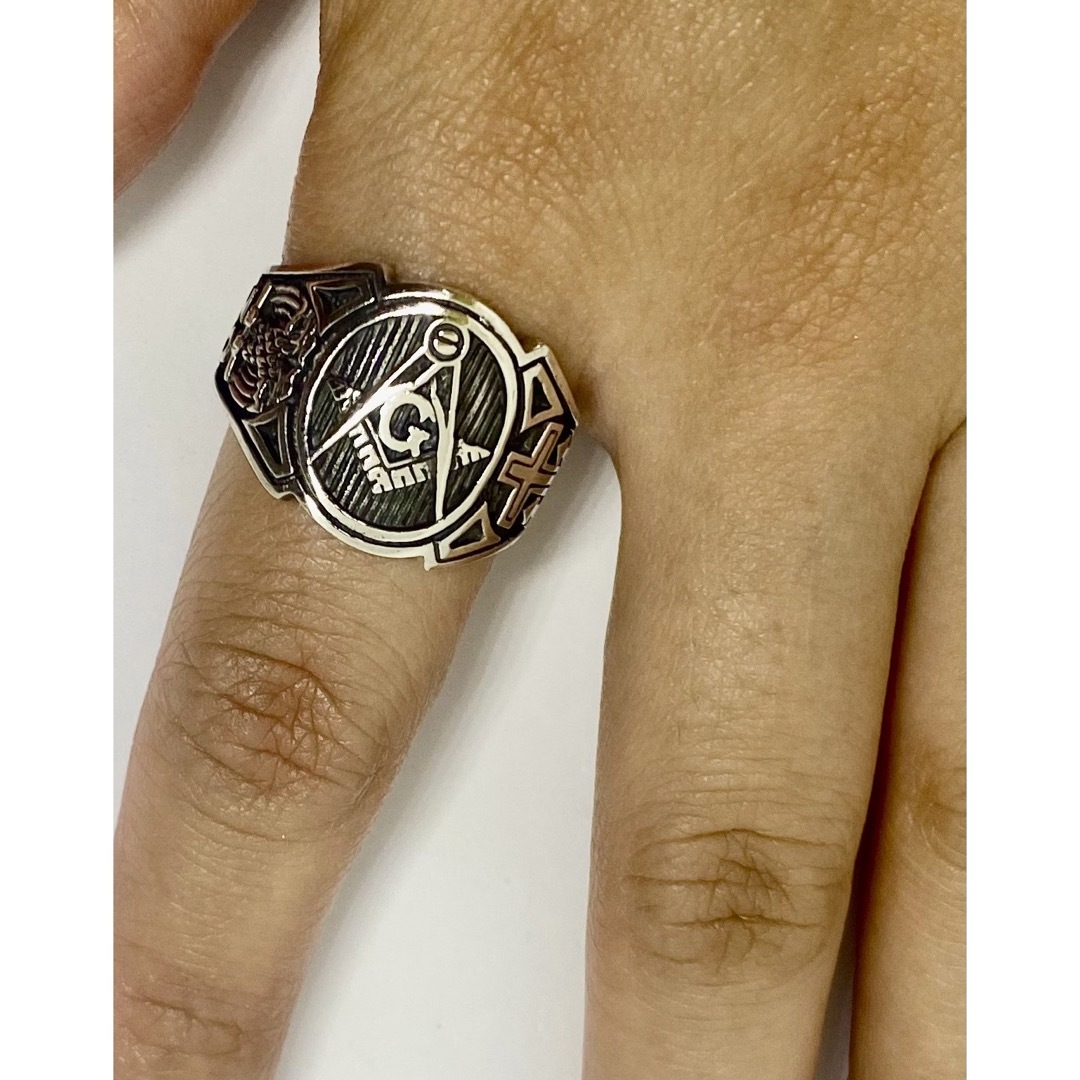 シルバー925リング　スターリングシルバー　カレッジリング　銀指輪　19号ub1 メンズのアクセサリー(リング(指輪))の商品写真