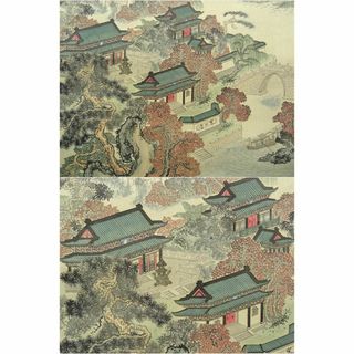 掛軸 炳文題 張文君画『古寒山寺図』中国画 絹本 肉筆 掛け軸 w121308