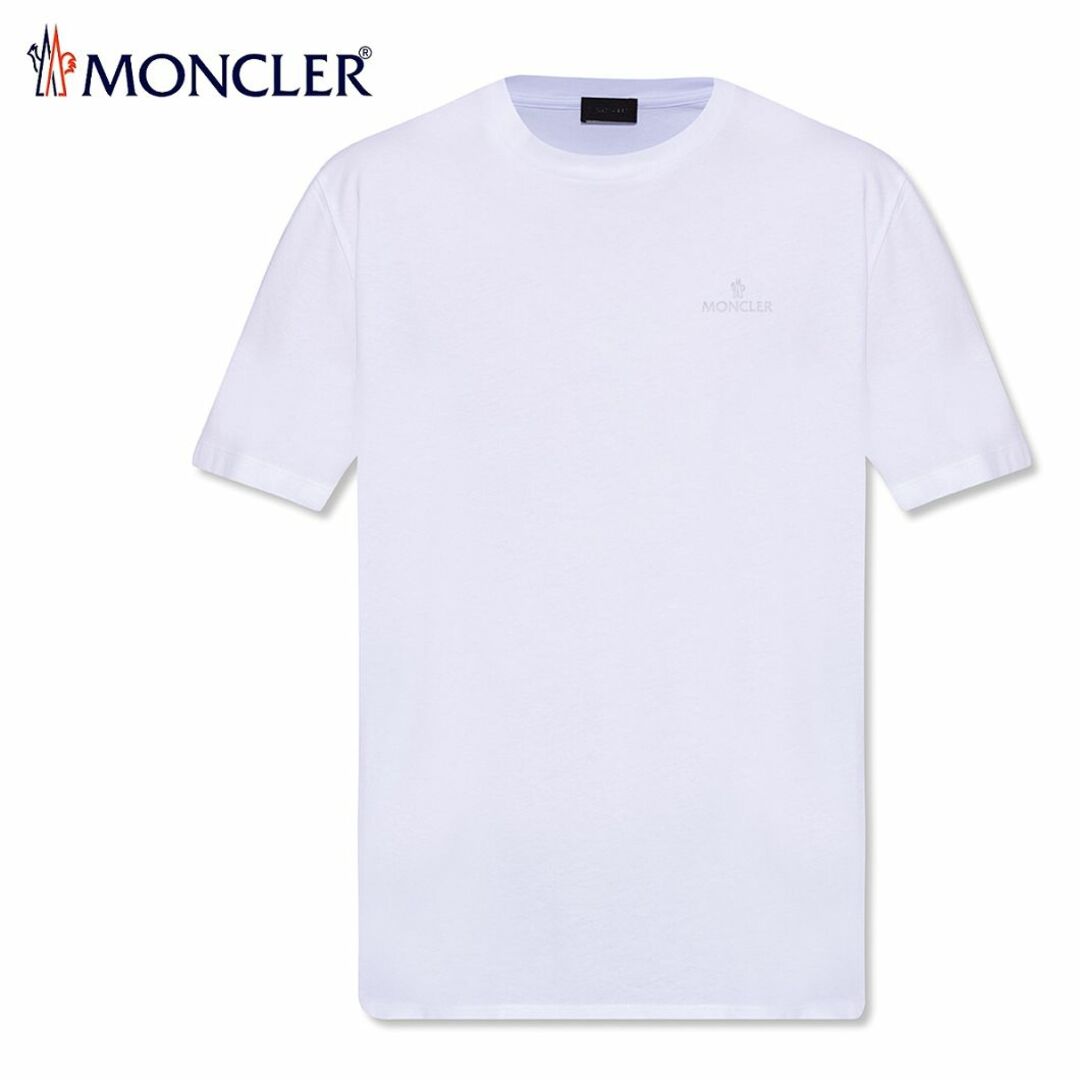 176 MONCLER ホワイト レタリングロゴ入り Tシャツ size XL-