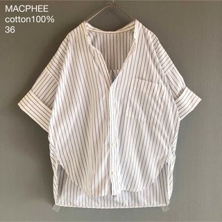 マカフィー(MACPHEE)の327マカフィー コットン100％ワイド五分袖ストライプシャツ36M日本製(シャツ/ブラウス(半袖/袖なし))