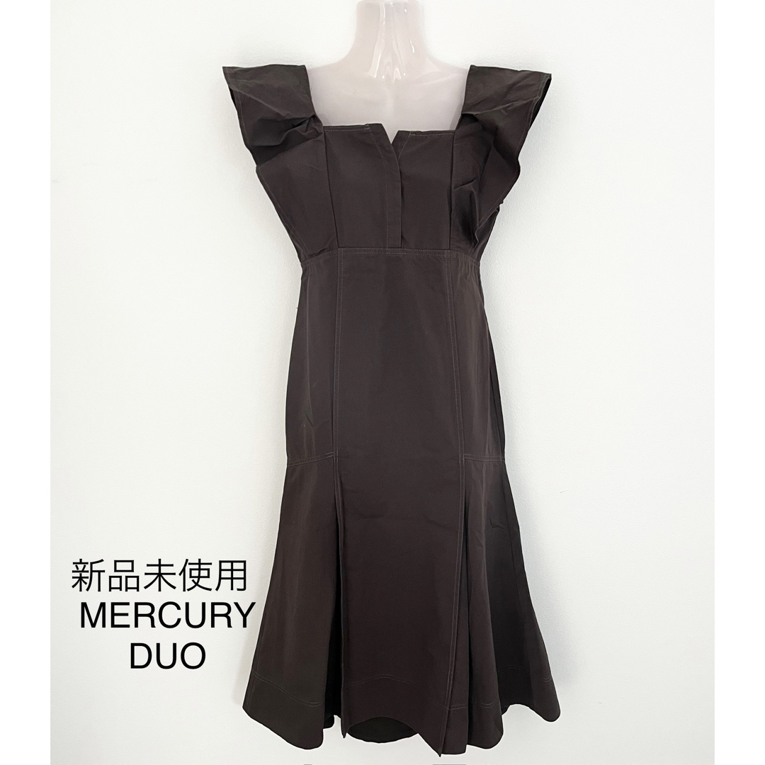 MERCURYDUO(マーキュリーデュオ)の未使用♦MERCURYDUO デニムラッフルロングワンピース レディースのワンピース(ロングワンピース/マキシワンピース)の商品写真