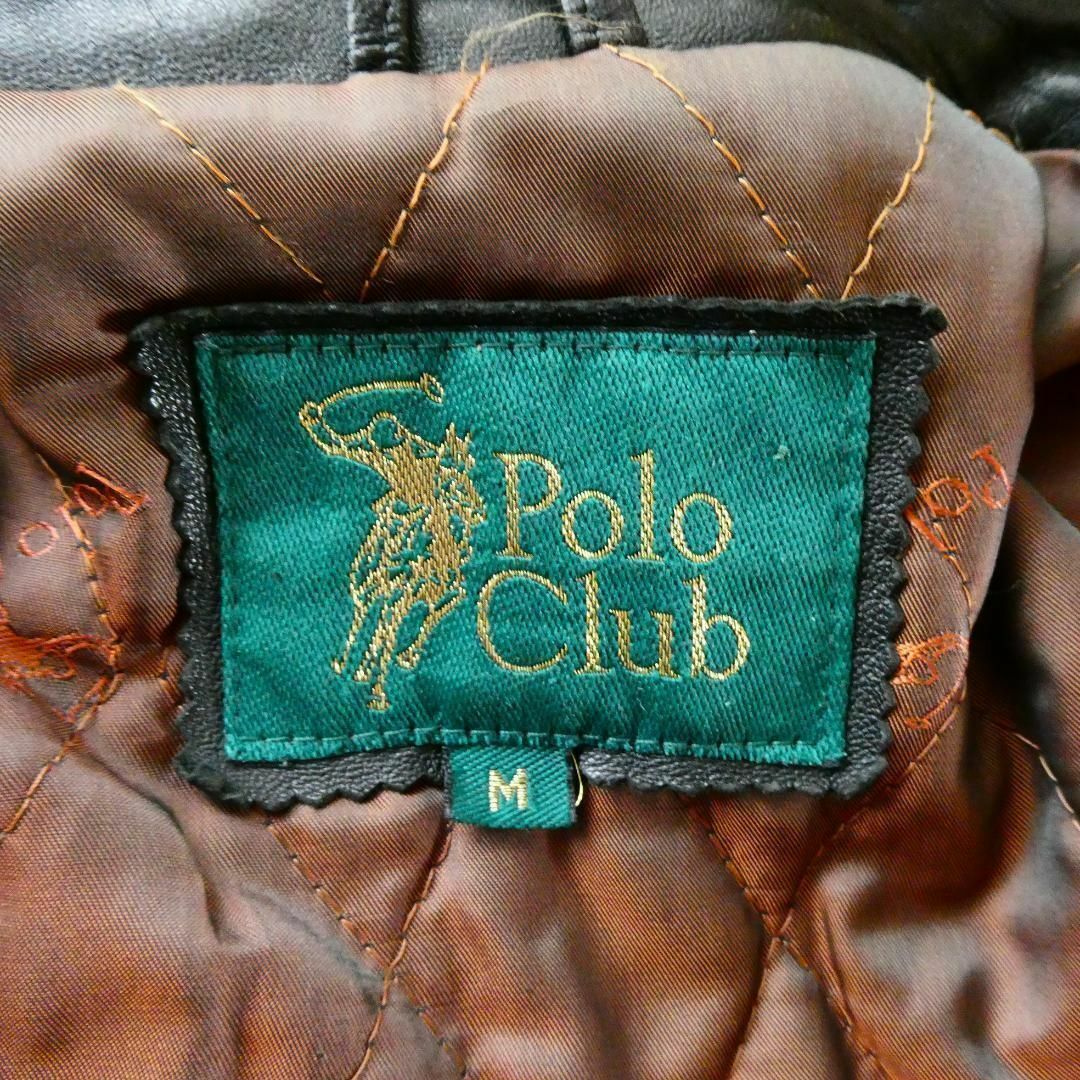 Polo Club(ポロクラブ)の良品 ポロクラブ レザー ミドル丈 レザージャケット ハーフコート M 黒 メンズのジャケット/アウター(レザージャケット)の商品写真