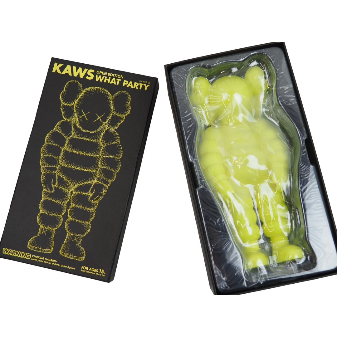 新品未使用 MEDICOM TOY メディコムトイ 人形 フィギュア KAWS カウズ What Party open edition イエロー Yellow 50811