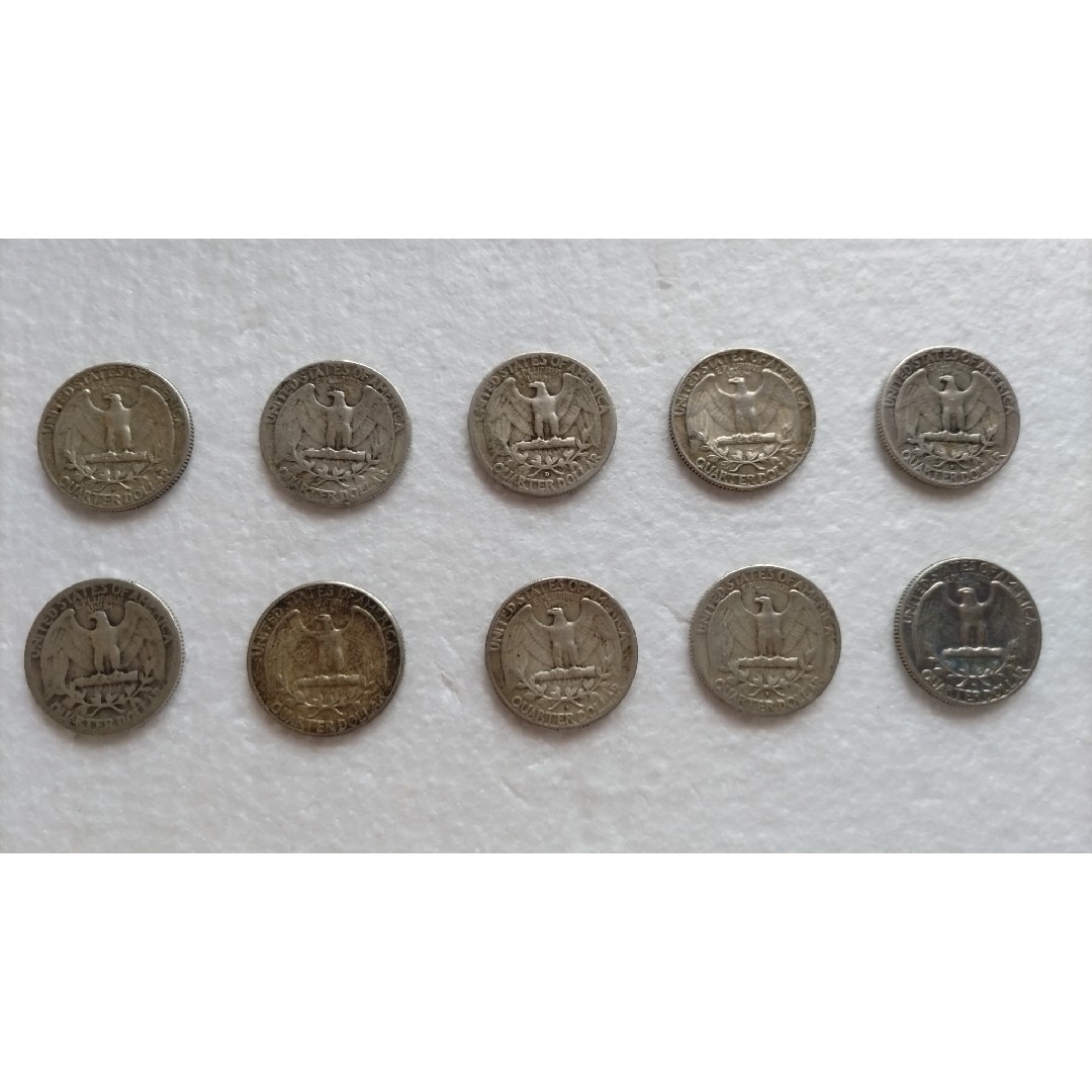 (A-1) 1964年までのワシントン25セント銀貨 10枚