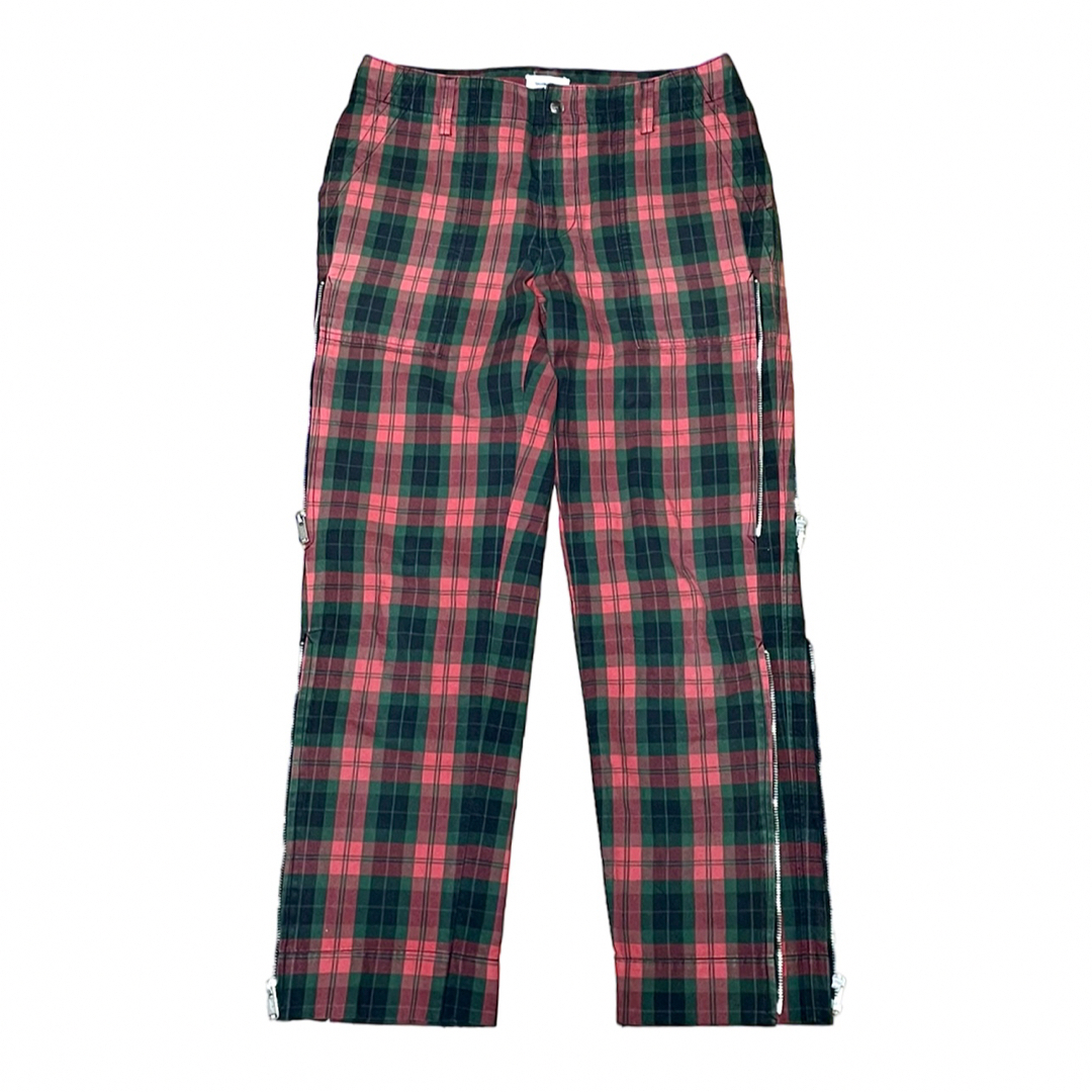 side zip plaid bondage pants