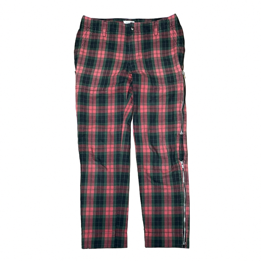 side zip plaid bondage pants