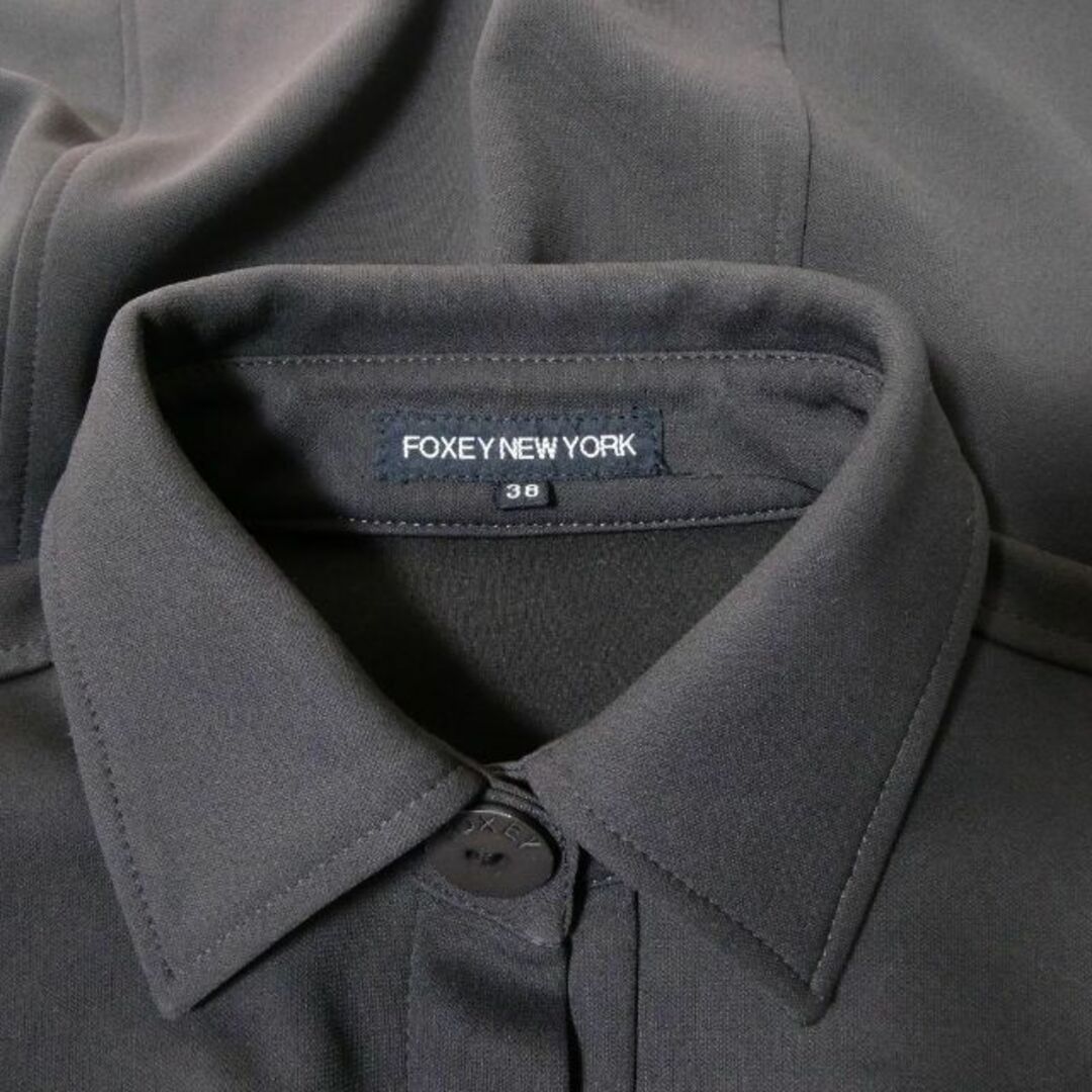 FOXEY NEW YORK - 美品 FOXEY NEW YORK 長袖 膝丈 シャツワンピース 茶