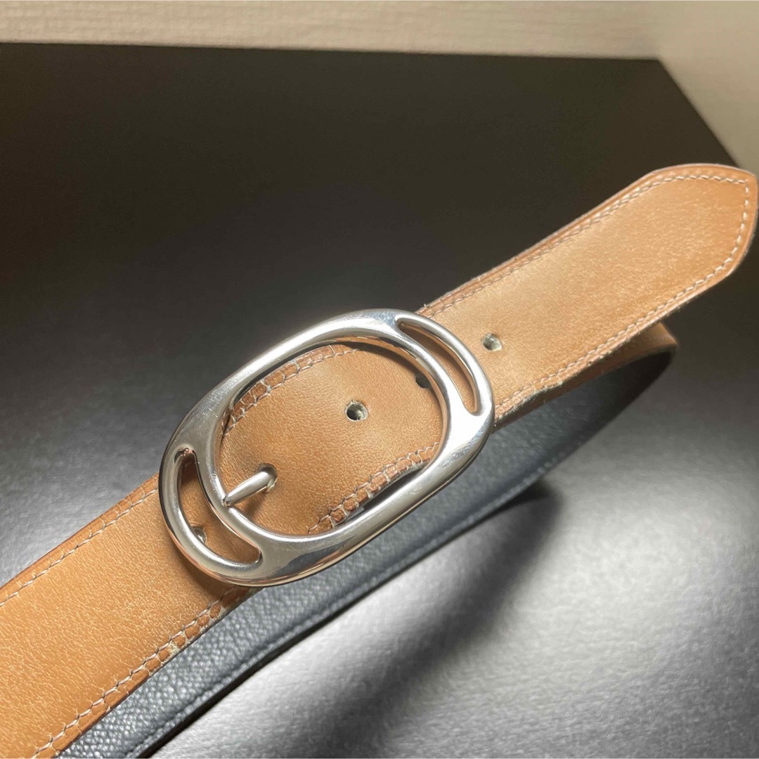 Hermes - HERMESエルメス リバーシブルベルト60 シルバー金具 ブラック