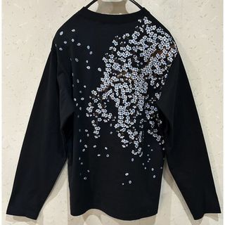 カラクリタマシイ(絡繰魂)の＊絡繰魂 和柄 桜 刺繍 長袖Tシャツ トップス カットソー M(Tシャツ/カットソー(七分/長袖))