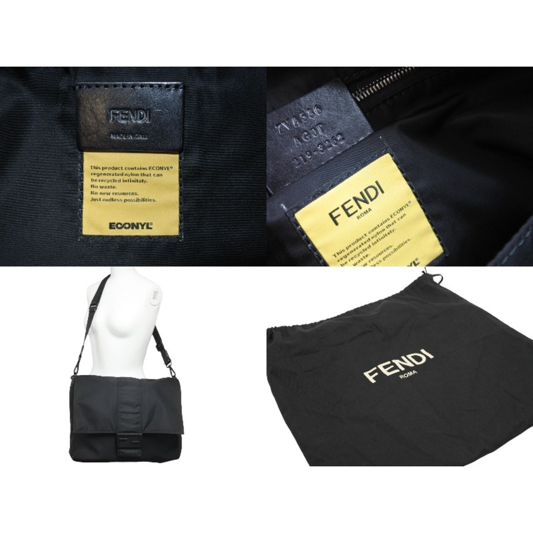 FENDI フェンディ ショルダーバッグ マンマバゲット 7VA536 AG0P ブラック ナイロン レザー 美品  52005