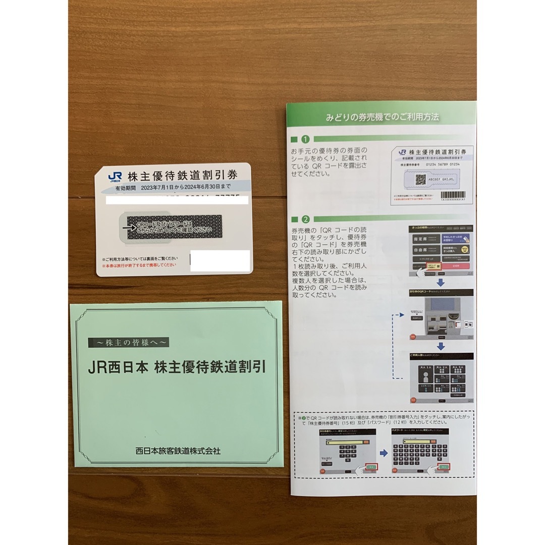 JR(ジェイアール)のJR西日本　株主優待鉄道割引券　1枚 チケットの乗車券/交通券(その他)の商品写真