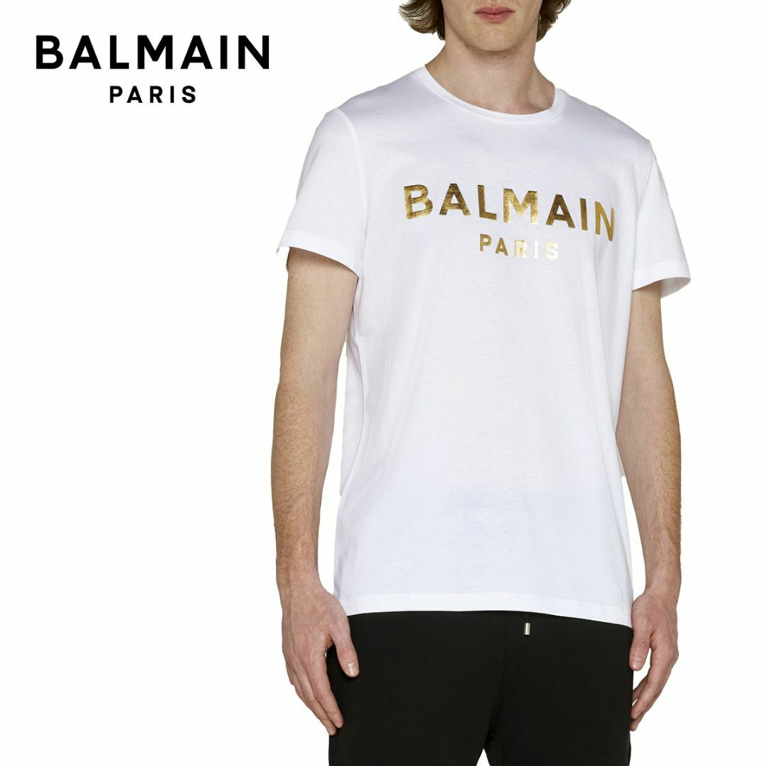 21 BALMAIN ホワイト Tシャツ ロゴ 半袖 size M約430センチ身幅