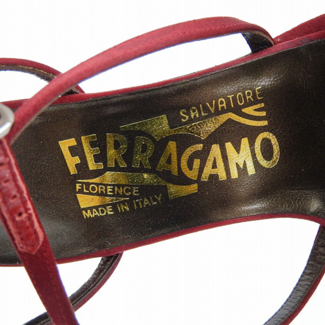 Ferragamo(フェラガモ)のフェラガモ Salvatore Ferragamo サテン ストラップ サンダル レッド size6 1/2 Y00523 レディースの靴/シューズ(サンダル)の商品写真