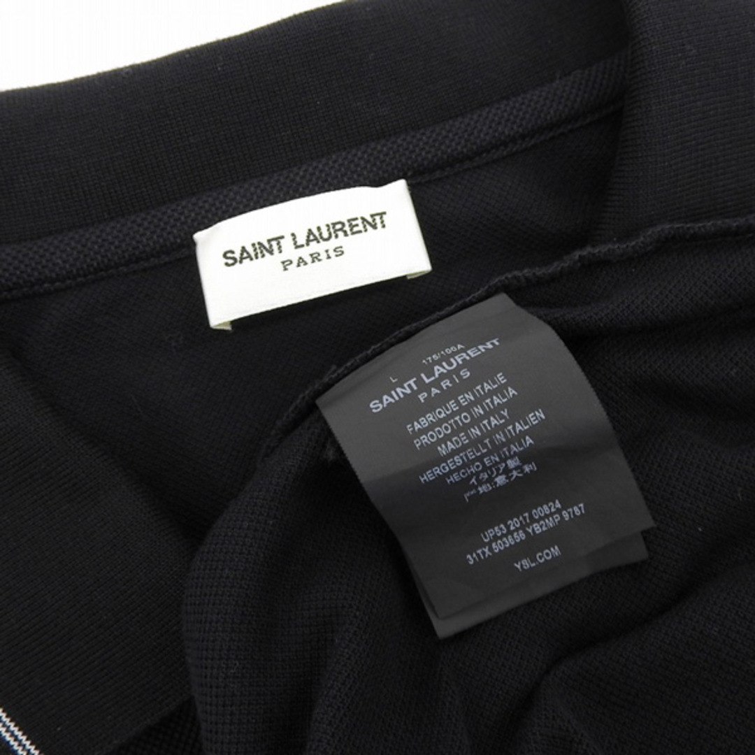 美品 サンローランパリ SAINT LAURENT 半袖 ポロシャツ コットン レディース ブラック sizeL Y00536