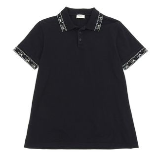 サンローラン(Saint Laurent)の美品 サンローランパリ SAINT LAURENT 半袖 ポロシャツ コットン レディース ブラック sizeL Y00536(シャツ/ブラウス(半袖/袖なし))