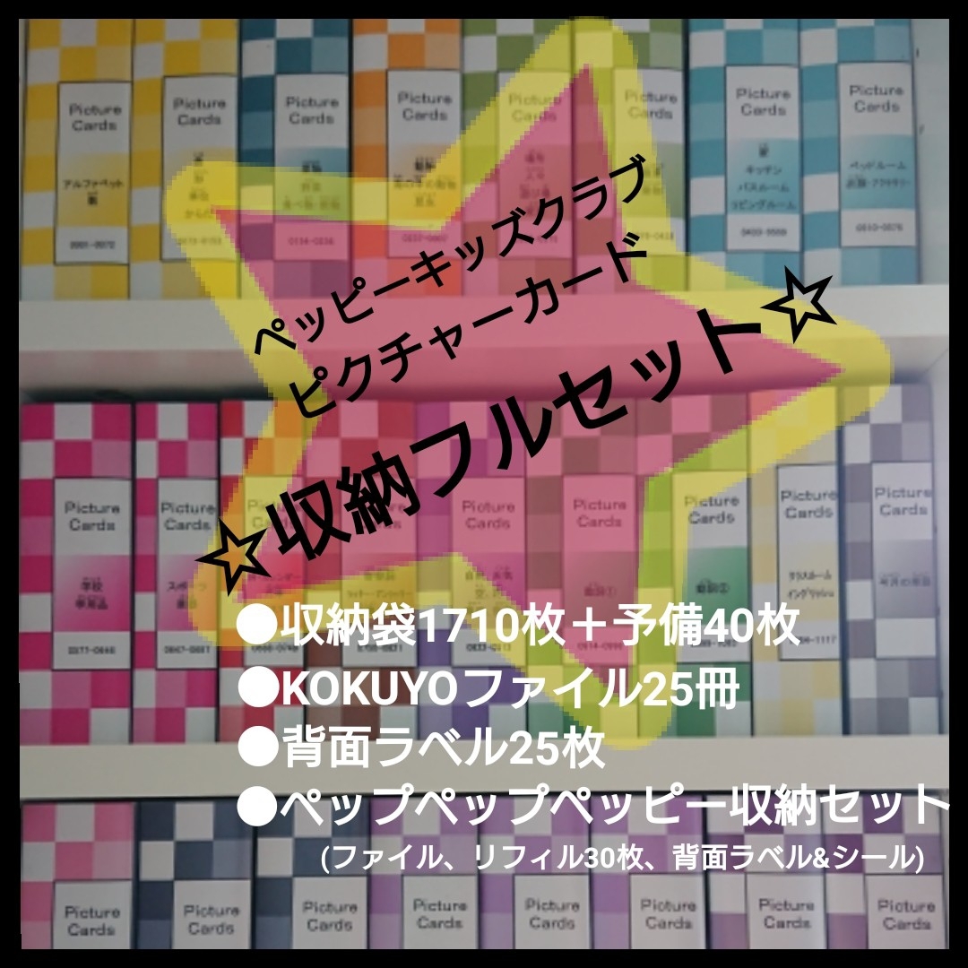正規 ペッピーキッズクラブ フルセット ピクチャーカード収納袋&ラベル