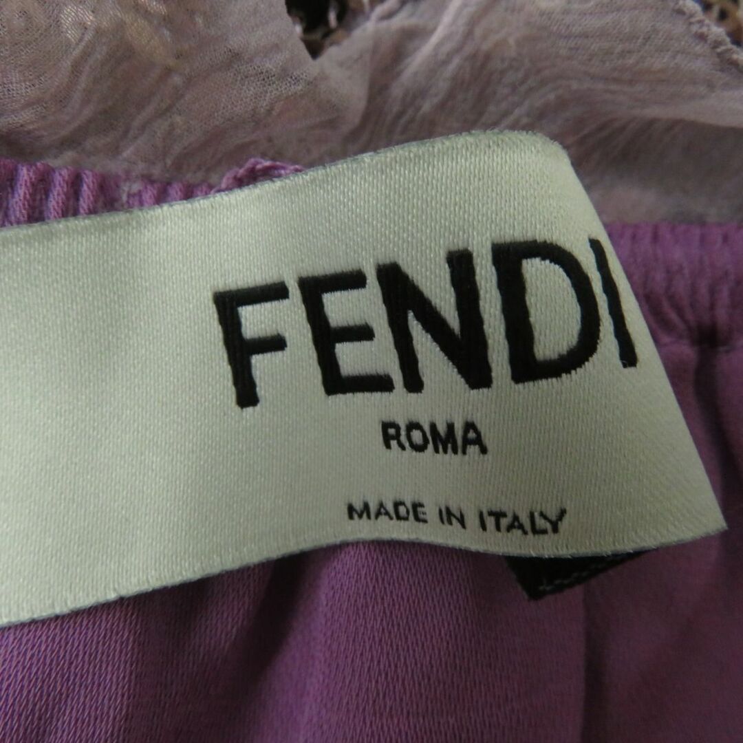 極美品◎正規品 イタリア製 FENDI フェンディ レディース 22年 FQ7423 ライラック スパンコール刺繍 ミニスカート パープル 36 定412500円