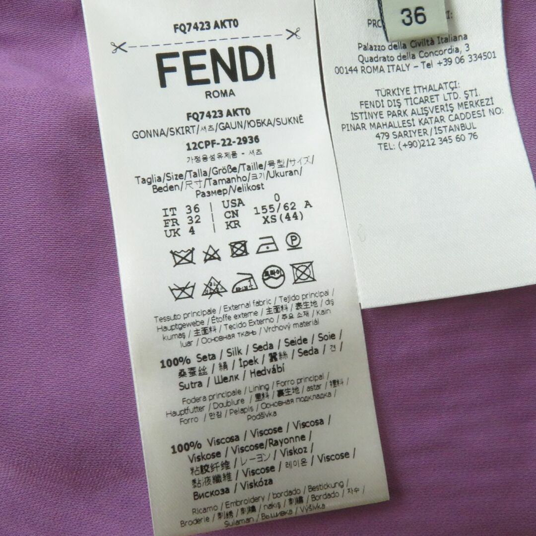 極美品◎正規品 イタリア製 FENDI フェンディ レディース 22年 FQ7423 ライラック スパンコール刺繍 ミニスカート パープル 36 定412500円