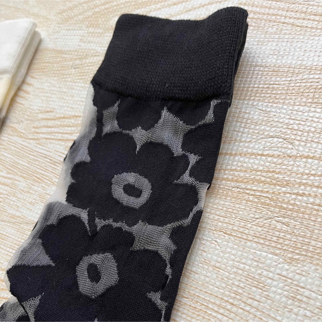 marimekko(マリメッコ)のマリメッコ marimekko　靴下　2足組　シアー　シースルーソックス　新品 レディースのレッグウェア(ソックス)の商品写真