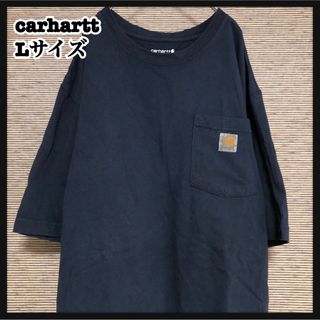 カーハート(carhartt)の【カーハート】半袖Tシャツ　胸ポケット　黒　エンブレムタグ　ワンポイントロゴ59(Tシャツ/カットソー(半袖/袖なし))