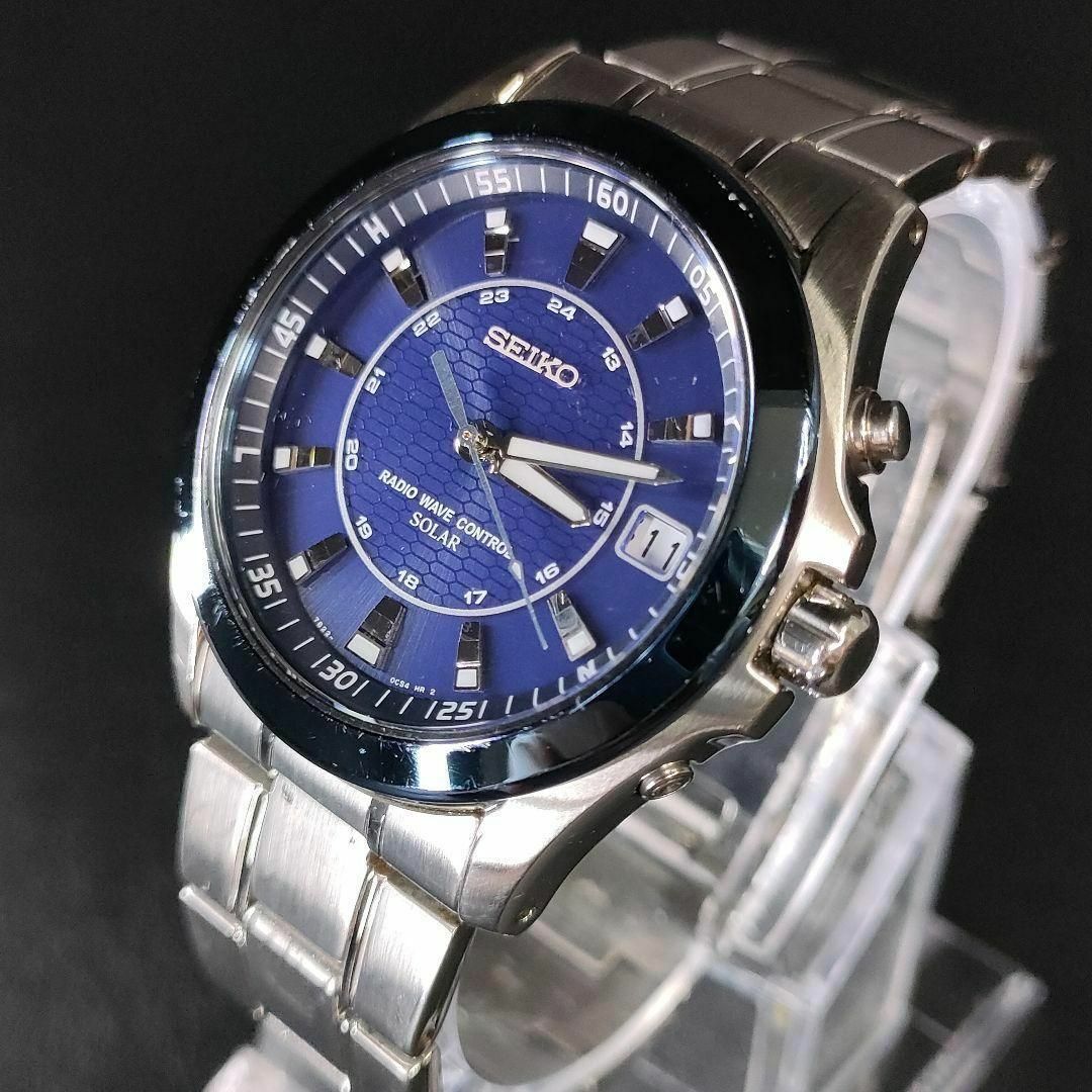 【ソーラー、電波、希少、美品】SEIKO　セイコー　ネイビー　7B22-0AZ0