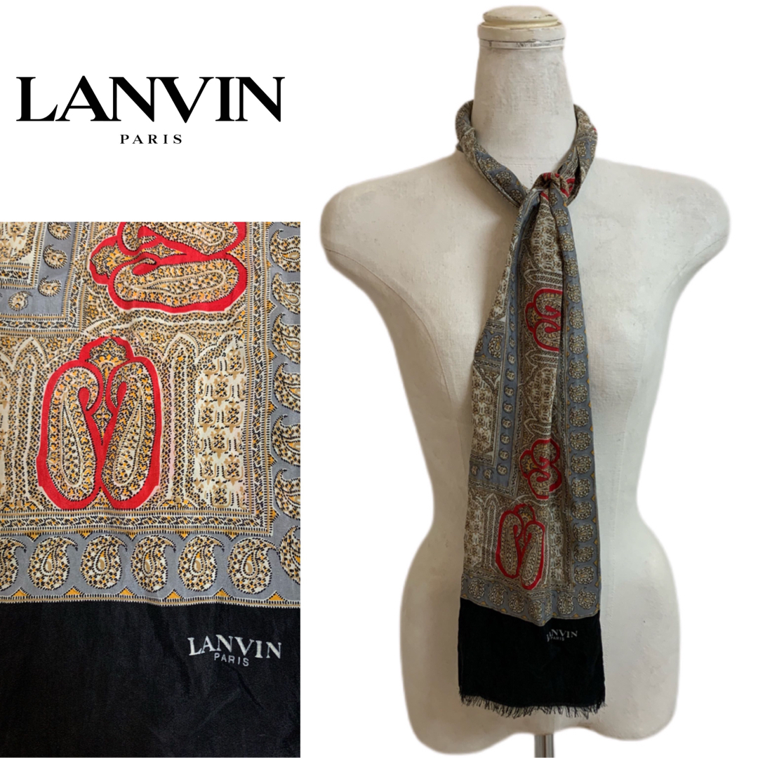 LANVIN PARIS VINTAGE ITALY製 柄 アスコットストール