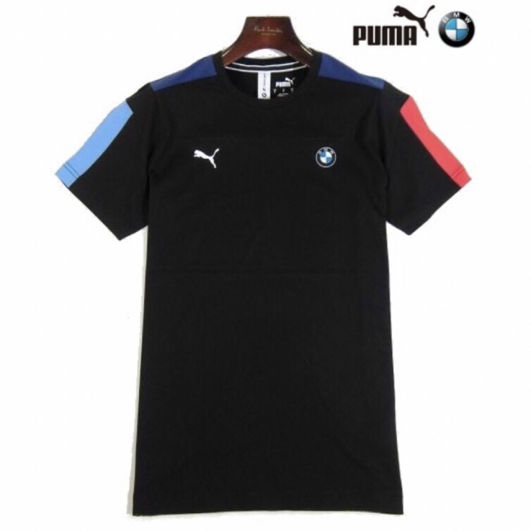 BMW(ビーエムダブリュー)の【PUMA / プーマ】BMWコラボTシャツ・ブラック系・メンズL相当（未着用） メンズのトップス(Tシャツ/カットソー(半袖/袖なし))の商品写真