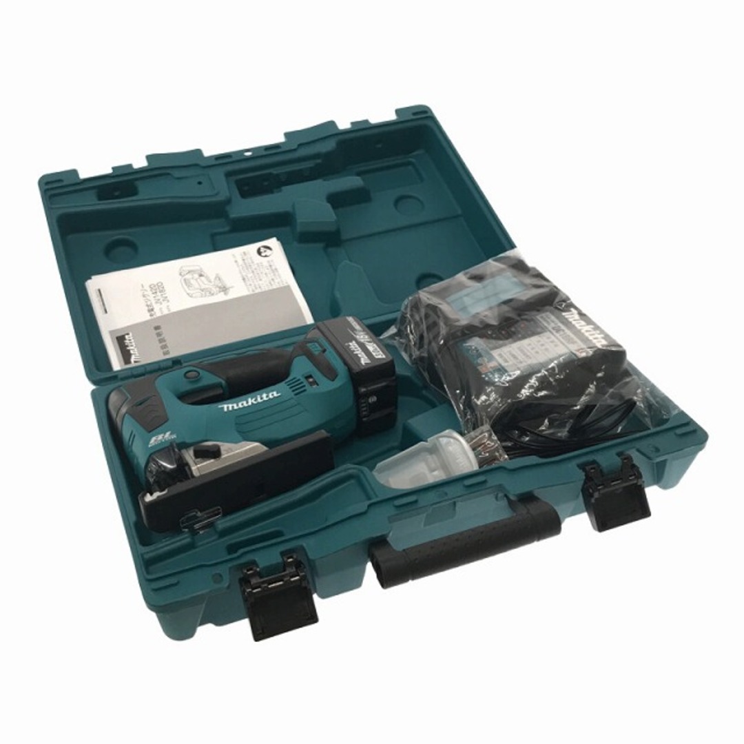 ☆未使用品☆ makita マキタ 18V 充電式ジグソー JV182DRF 青/ブルー バッテリー1個(18V 6.0Ah) 充電器+替刃+ケース 74380 makita マキタ JV182DRF 充電式ジグソー 新品未使用品