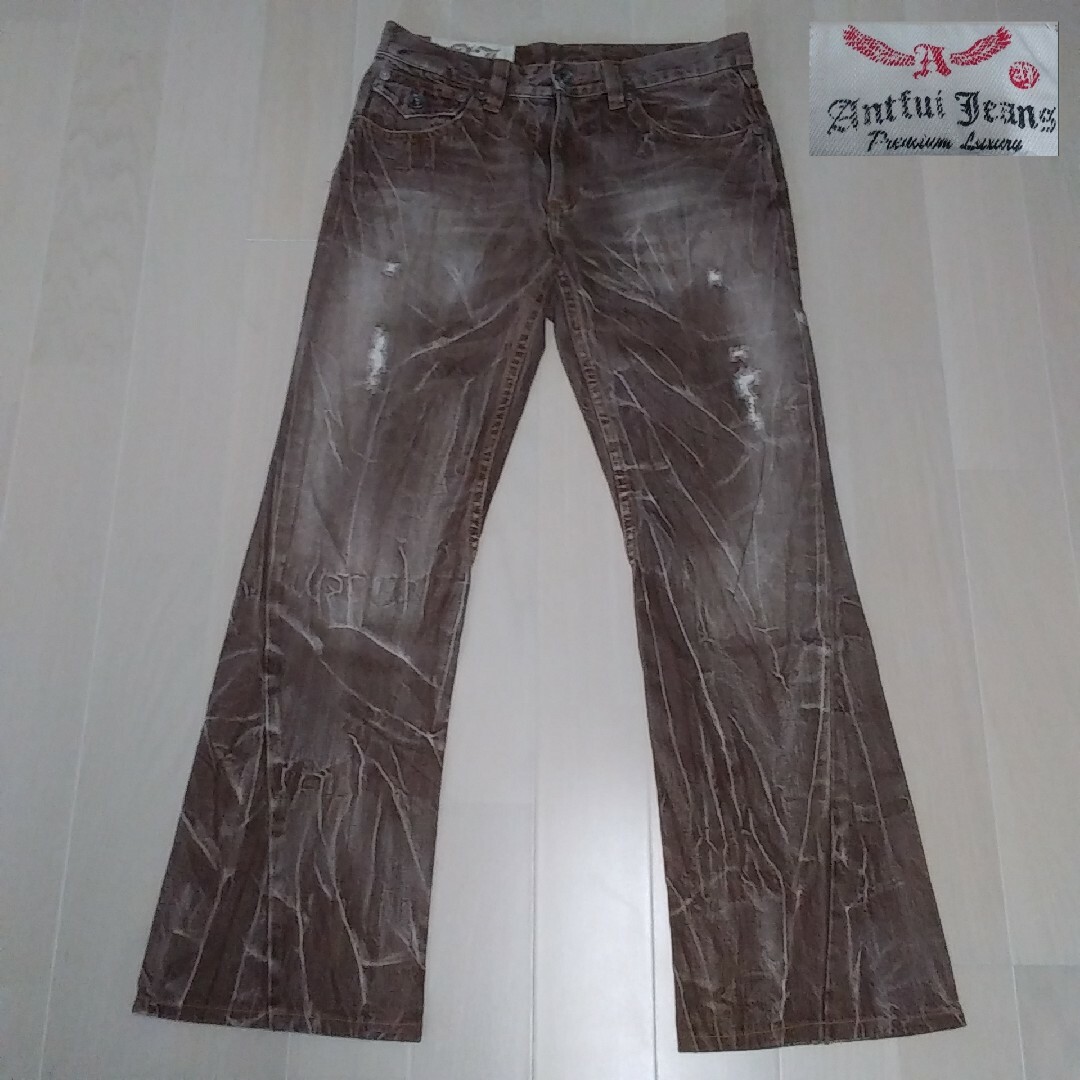 【Antfui Jeans 】ブーツカット デニムパンツ ウォッシュダメージ加工 メンズのパンツ(デニム/ジーンズ)の商品写真