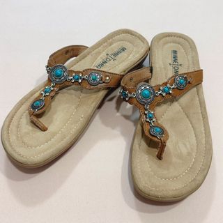 ミネトンカ(Minnetonka)のミネトンカ minnetonkaターコイズブルー サンダル  ベージュ茶23cm(サンダル)