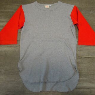 kk0 TWO MOON トゥームーン　五分袖　グレー×レッド　Tシャツ(Tシャツ/カットソー(七分/長袖))