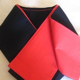 7半幅帯♪浴衣帯♪小袋帯♪木綿♪赤と黒のリバーシブル♪used(浴衣帯)